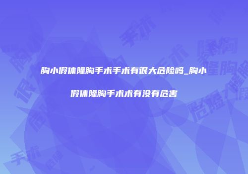 胸小假体隆胸手术手术有很大危险吗_胸小假体隆胸手术术有没有危害