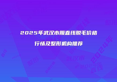 2025年武汉市腹直线脱毛价格行情及整形机构推荐