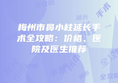 梅州市鼻小柱延长手术全攻略：价格、医院及医生推荐