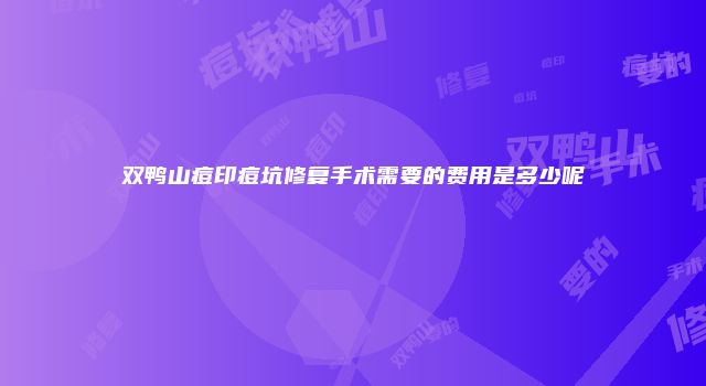 双鸭山痘印痘坑修复手术需要的费用是多少呢