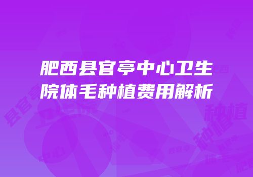 肥西县官亭中心卫生院体毛种植费用解析
