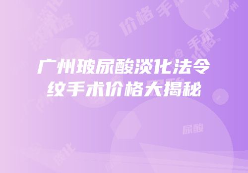 广州玻尿酸淡化法令纹手术价格大揭秘