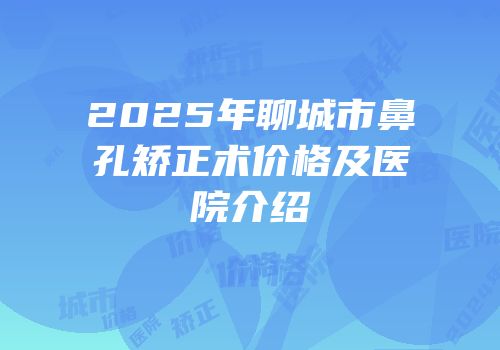 2025年聊城市鼻孔矫正术价格及医院介绍