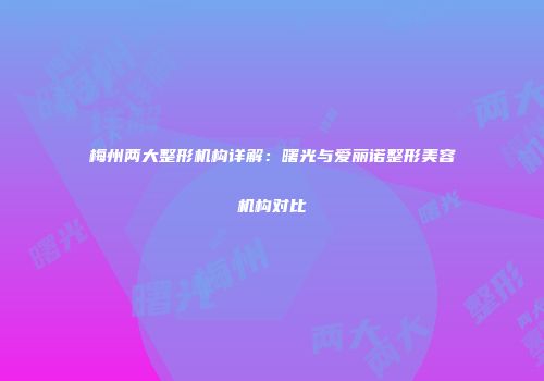 梅州两大整形机构详解：曙光与爱丽诺整形美容机构对比