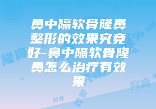 鼻中隔软骨隆鼻整形的效果究竟好-鼻中隔软骨隆鼻怎么治疗有效果