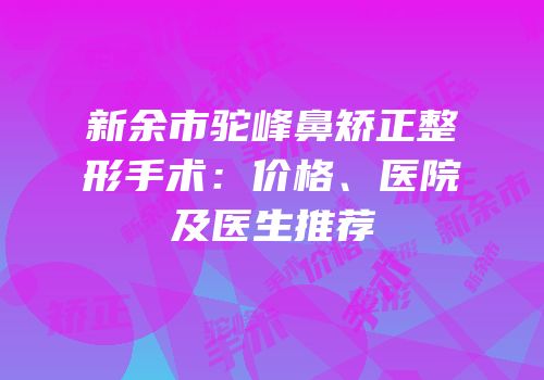 新余市驼峰鼻矫正整形手术：价格、医院及医生推荐
