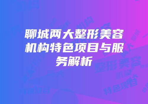 聊城两大整形美容机构特色项目与服务解析