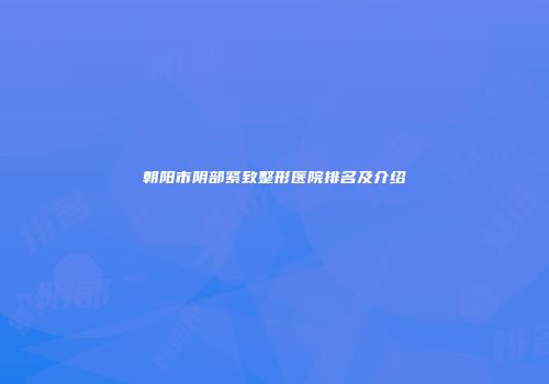 朝阳市阴部紧致整形医院排名及介绍