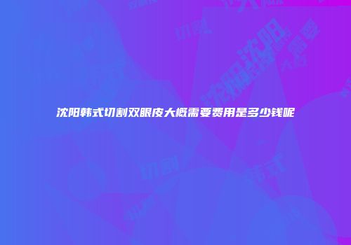 沈阳韩式切割双眼皮大概需要费用是多少钱呢