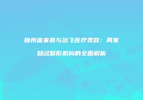 锦州富来慕与冶飞医疗美容：两家知名整形机构的全面解析