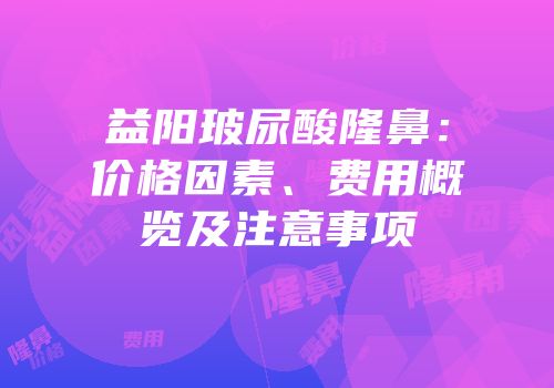 益阳玻尿酸隆鼻：价格因素、费用概览及注意事项