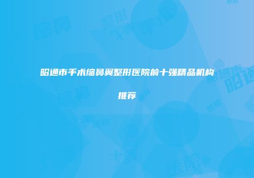昭通市手术缩鼻翼整形医院前十强精品机构推荐
