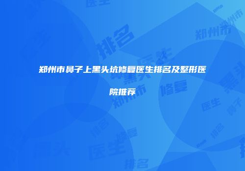 郑州市鼻子上黑头坑修复医生排名及整形医院推荐