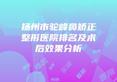 扬州市驼峰鼻矫正整形医院排名及术后效果分析