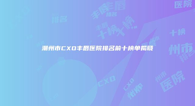 潮州市CXO丰唇医院排名前十榜单揭晓