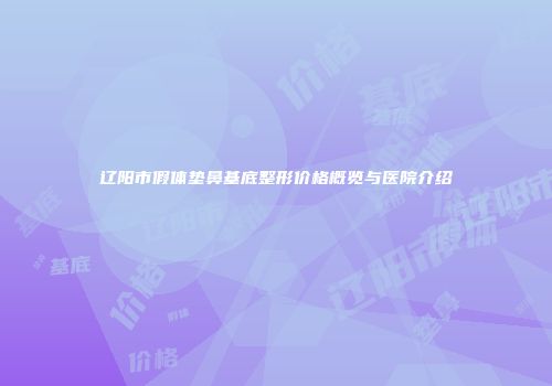 辽阳市假体垫鼻基底整形价格概览与医院介绍