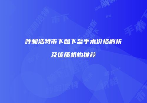 呼和浩特市下睑下至手术价格解析及优质机构推荐