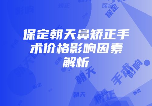 保定朝天鼻矫正手术价格影响因素解析