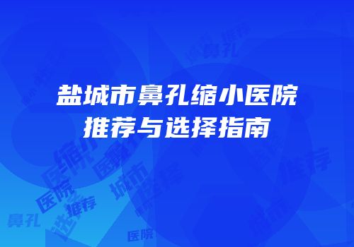 盐城市鼻孔缩小医院推荐与选择指南