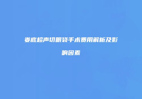 娄底超声切眼袋手术费用解析及影响因素