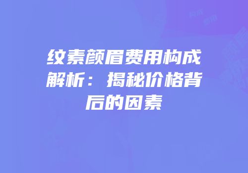 纹素颜眉费用构成解析：揭秘价格背后的因素