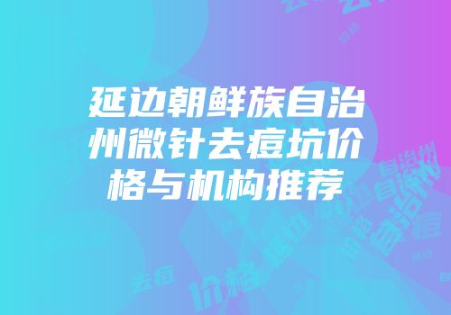 延边朝鲜族自治州微针去痘坑价格与机构推荐