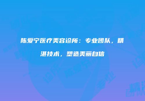陈爱宁医疗美容诊所：专业团队，精湛技术，塑造美丽自信