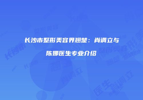 长沙市整形美容界翘楚：肖调立与陈娜医生专业介绍
