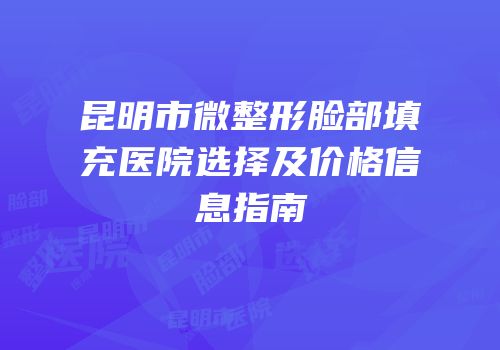 昆明市微整形脸部填充医院选择及价格信息指南