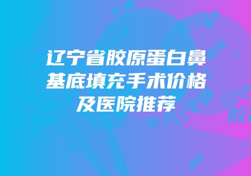 辽宁省胶原蛋白鼻基底填充手术价格及医院推荐