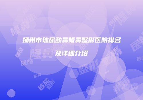 扬州市玻尿酸鼻隆鼻整形医院排名及详细介绍