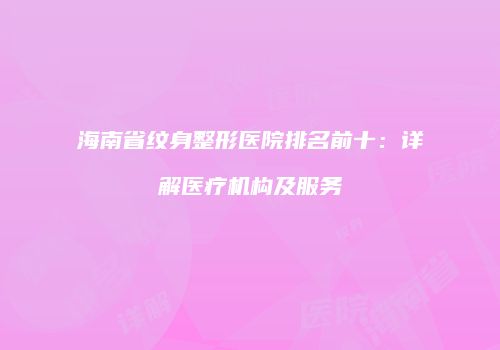 海南省纹身整形医院排名前十：详解医疗机构及服务