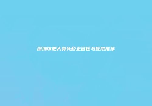 深圳市肥大鼻头矫正名医与医院推荐