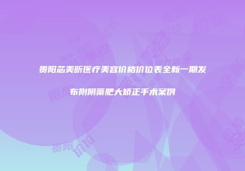 贵阳芯美昕医疗美容价格价位表全新一期发布附阴蒂肥大矫正手术案例