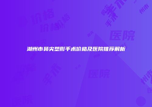 湖州市鼻尖塑形手术价格及医院推荐解析