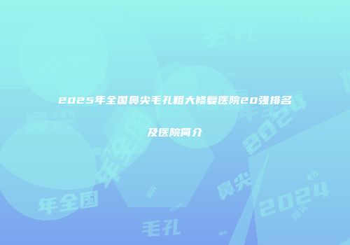 2025年全国鼻尖毛孔粗大修复医院20强排名及医院简介
