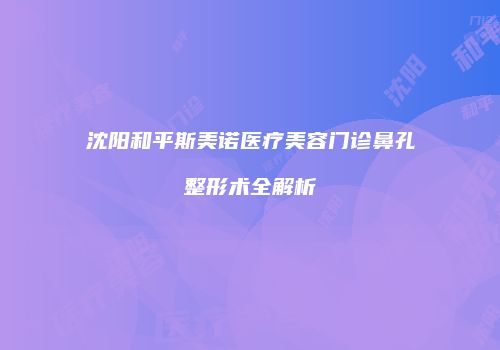 沈阳和平斯美诺医疗美容门诊鼻孔整形术全解析
