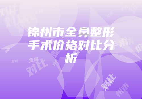 锦州市全鼻整形手术价格对比分析