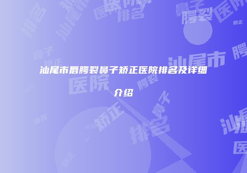 汕尾市唇腭裂鼻子矫正医院排名及详细介绍
