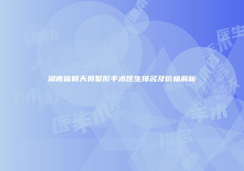 湖南省朝天鼻整形手术医生排名及价格解析