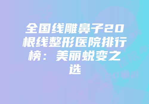 全国线雕鼻子20根线整形医院排行榜：美丽蜕变之选