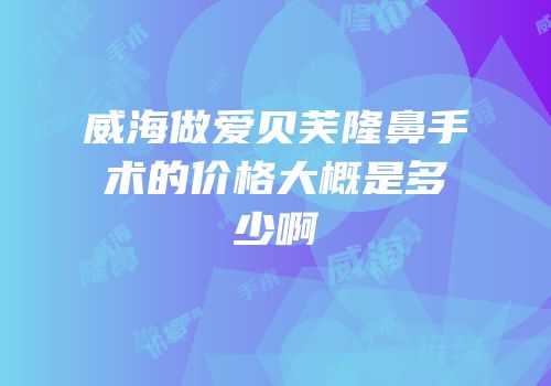 威海做爱贝芙隆鼻手术的价格大概是多少啊