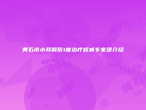 黄石市小耳畸形1度治疗权威专家团介绍