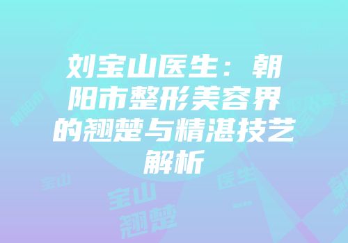刘宝山医生：朝阳市整形美容界的翘楚与精湛技艺解析