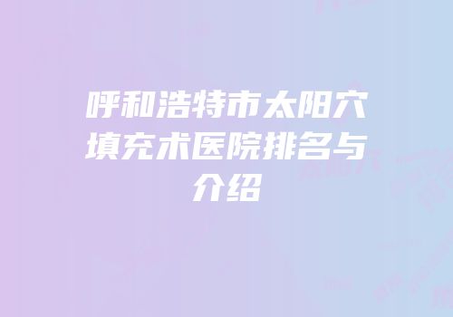 呼和浩特市太阳穴填充术医院排名与介绍