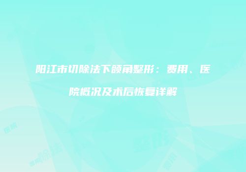 阳江市切除法下颌角整形：费用、医院概况及术后恢复详解