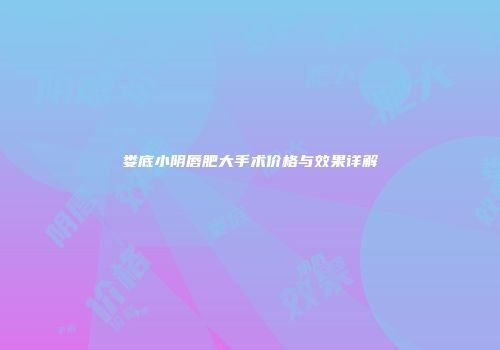 娄底小阴唇肥大手术价格与效果详解
