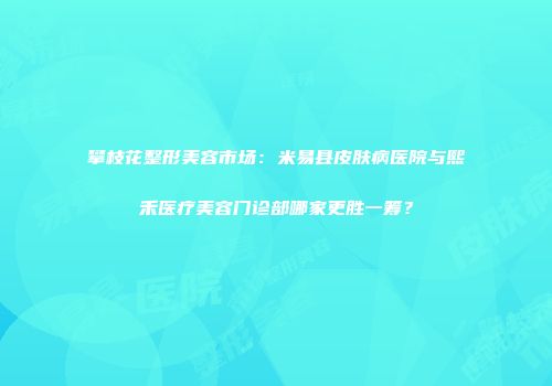 攀枝花整形美容市场：米易县皮肤病医院与熙禾医疗美容门诊部哪家更胜一筹？