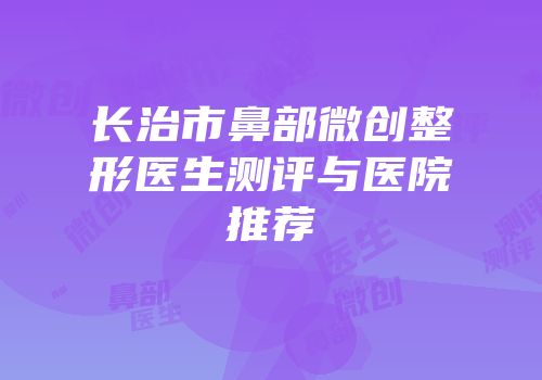 长治市鼻部微创整形医生测评与医院推荐