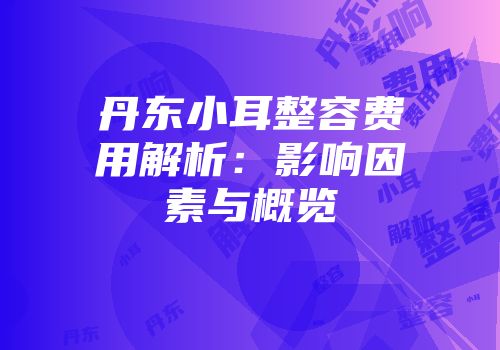 丹东小耳整容费用解析：影响因素与概览